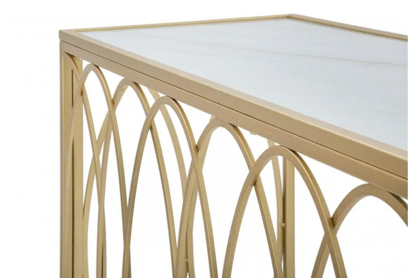 Console da ingresso in ferro oro e piano in marmo