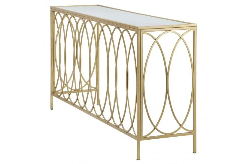 Console da ingresso in ferro oro e piano in marmo