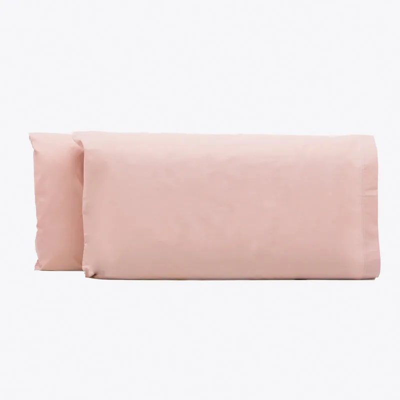 Cotone organico Coppia di federe tinta unita, rosa