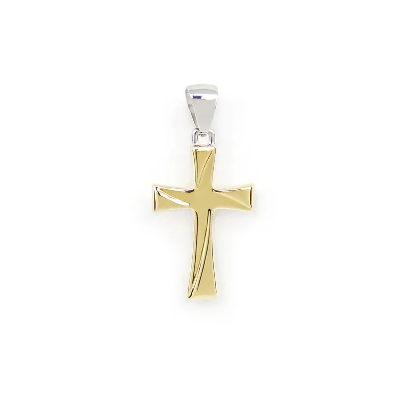 Croce in oro giallo e oro bianco con Gesù