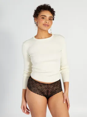 Culotte completamente in pizzo - nero