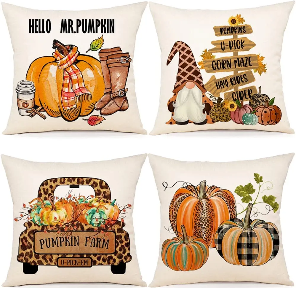 Cuscini Natalizi per Divano 4 Pack Federe Cuscini Divano 45x45 Federe Cuscini Natalizi Cotone e Lino Biancheria Cuscini per Diva