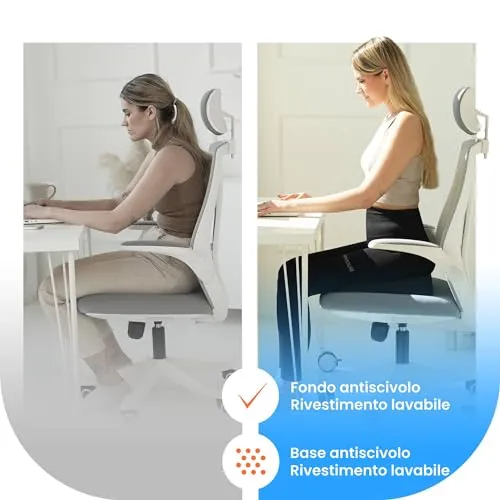 Cuscino Cuneo - Cuscino per Sedile Auto – Cuscino per Sedia Ufficio – Cuscino Auto sedile e Ufficio Antiscivolo - Auto Cuscini P