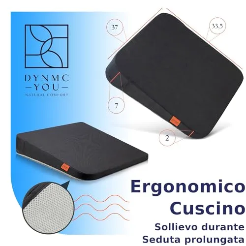 Cuscino Cuneo - Cuscino per Sedile Auto – Cuscino per Sedia Ufficio – Cuscino Auto sedile e Ufficio Antiscivolo - Auto Cuscini P