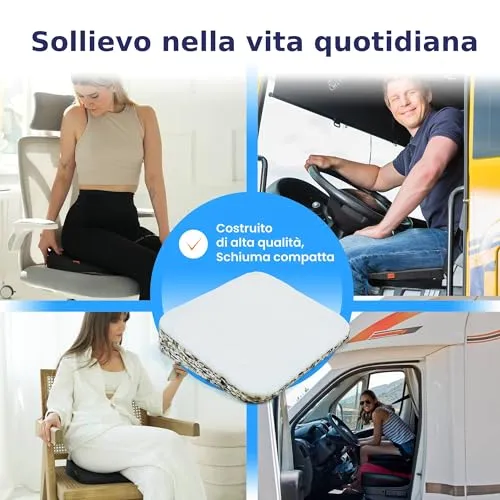 Cuscino Cuneo - Cuscino per Sedile Auto – Cuscino per Sedia Ufficio – Cuscino Auto sedile e Ufficio Antiscivolo - Auto Cuscini P