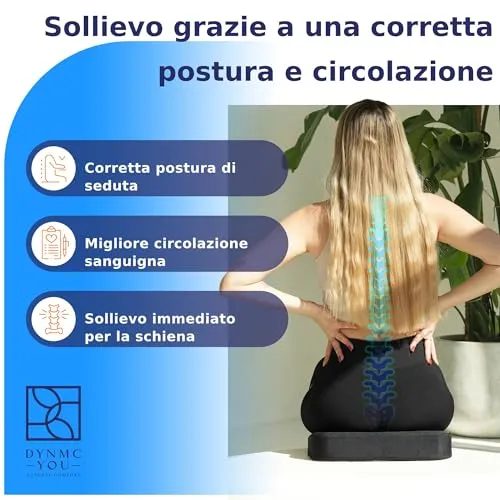 Cuscino Cuneo - Cuscino per Sedile Auto – Cuscino per Sedia Ufficio – Cuscino Auto sedile e Ufficio Antiscivolo - Auto Cuscini P