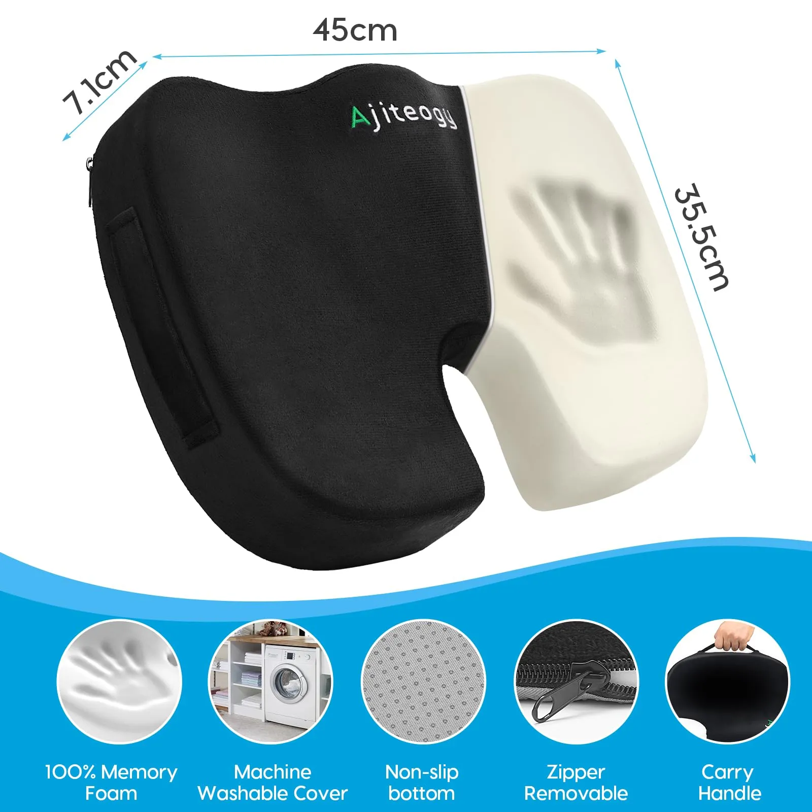 Cuscino Sedia Ufficio Ergonomico - Memory Foam Cuscino Sedia del Coccige per Sedia Rotelle, Cuscino Auto per Sollievo dal Dolore
