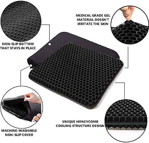 Cuscino sedia，Cuscino in gel， Fresco e Traspirante,Per Alleviare l'affaticamento dell'anca per Casa e Ufficio (nero)