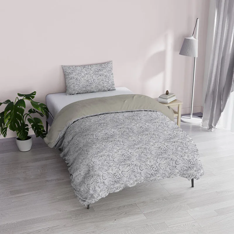 DATEX Parure copripiumino + federe Fantasy - ornato grigio