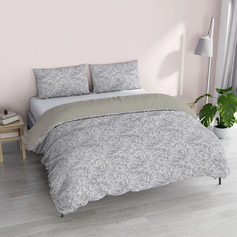 DATEX Parure copripiumino + federe Fantasy - ornato grigio