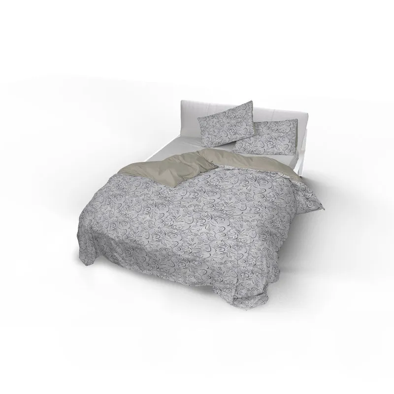 DATEX Parure copripiumino + federe Fantasy - ornato grigio