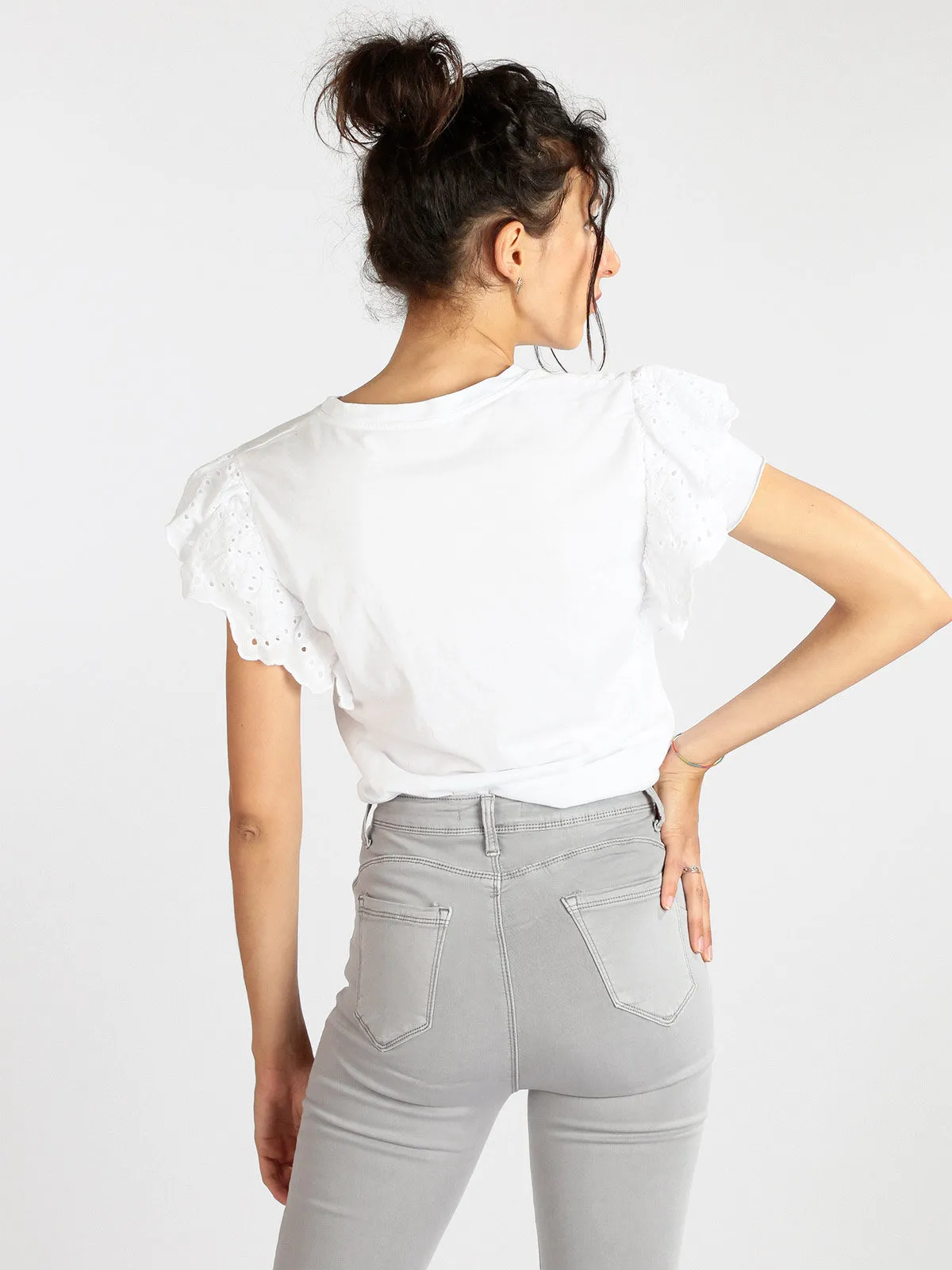 Daystar Damen T-Shirt mit Rüschenärmeln