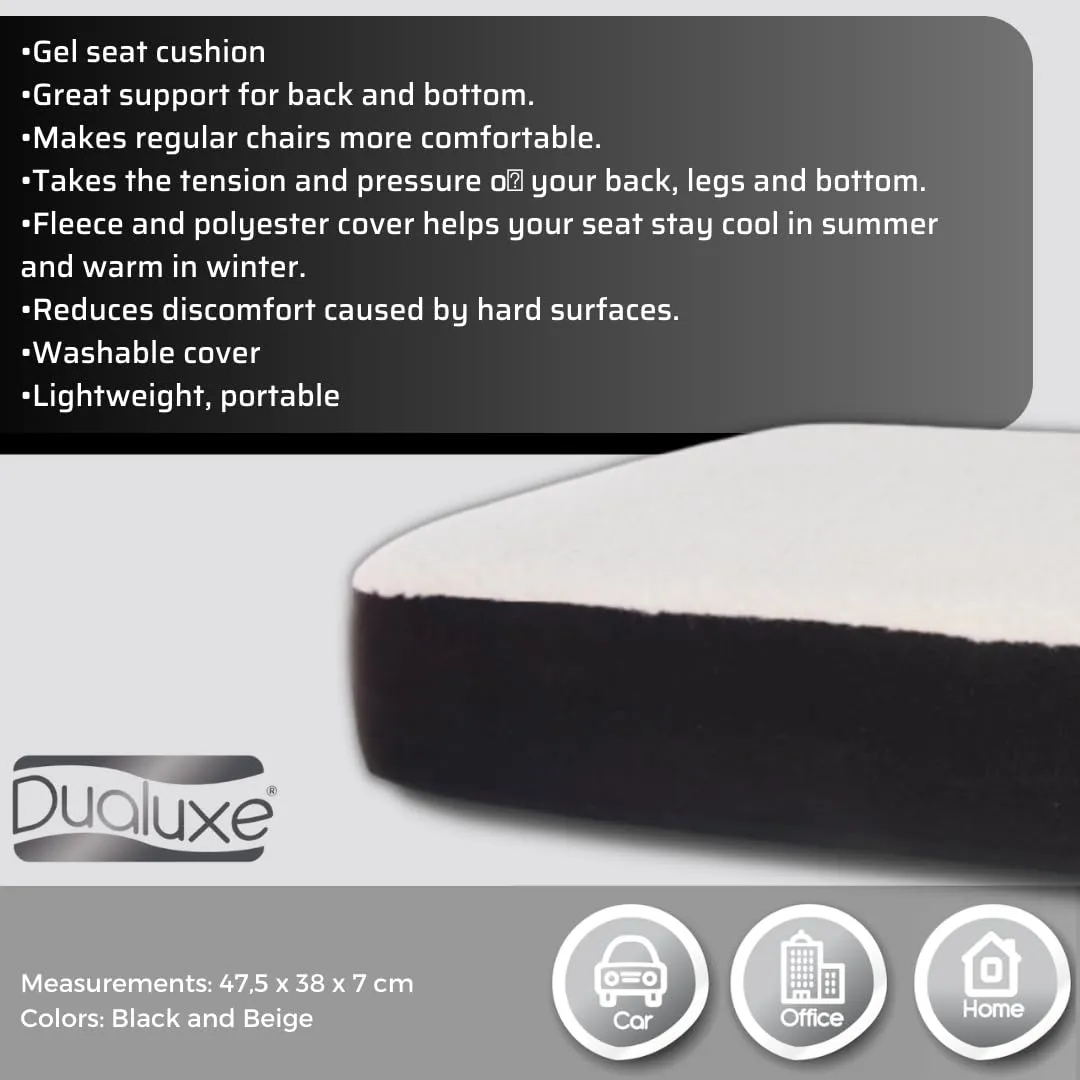 DUALUXE Cuscino per sedia in gel, Allevia tensione e pressione su schiena, Ideale per auto, ufficio, casa e sedie a rotelle, leg