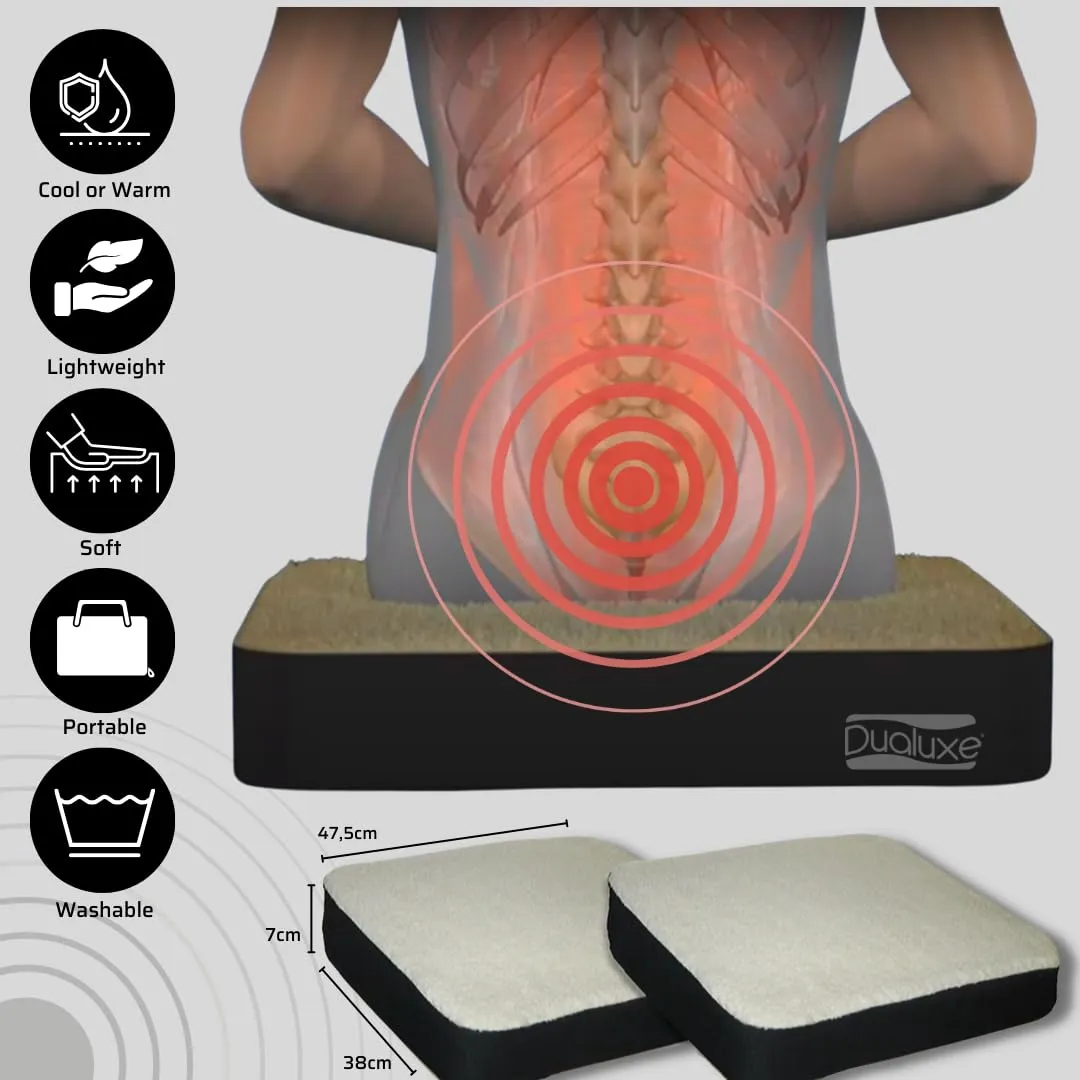 DUALUXE Cuscino per sedia in gel, Allevia tensione e pressione su schiena, Ideale per auto, ufficio, casa e sedie a rotelle, leg