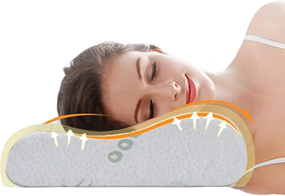 Ecosafeter Cuscino sagomato in memory foam - Cuscino cervicale ortopedico per il sonno profondo, cuscino ipoallergenico lavabile