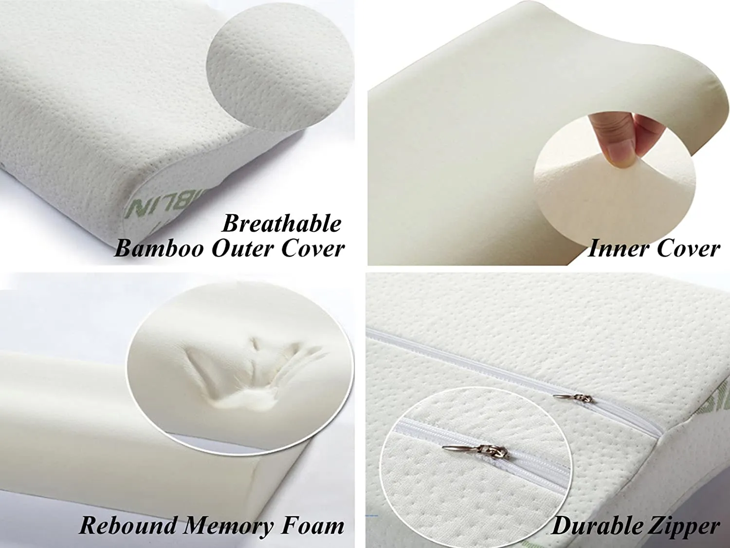 Ecosafeter Cuscino sagomato in memory foam - Cuscino cervicale ortopedico per il sonno profondo, cuscino ipoallergenico lavabile