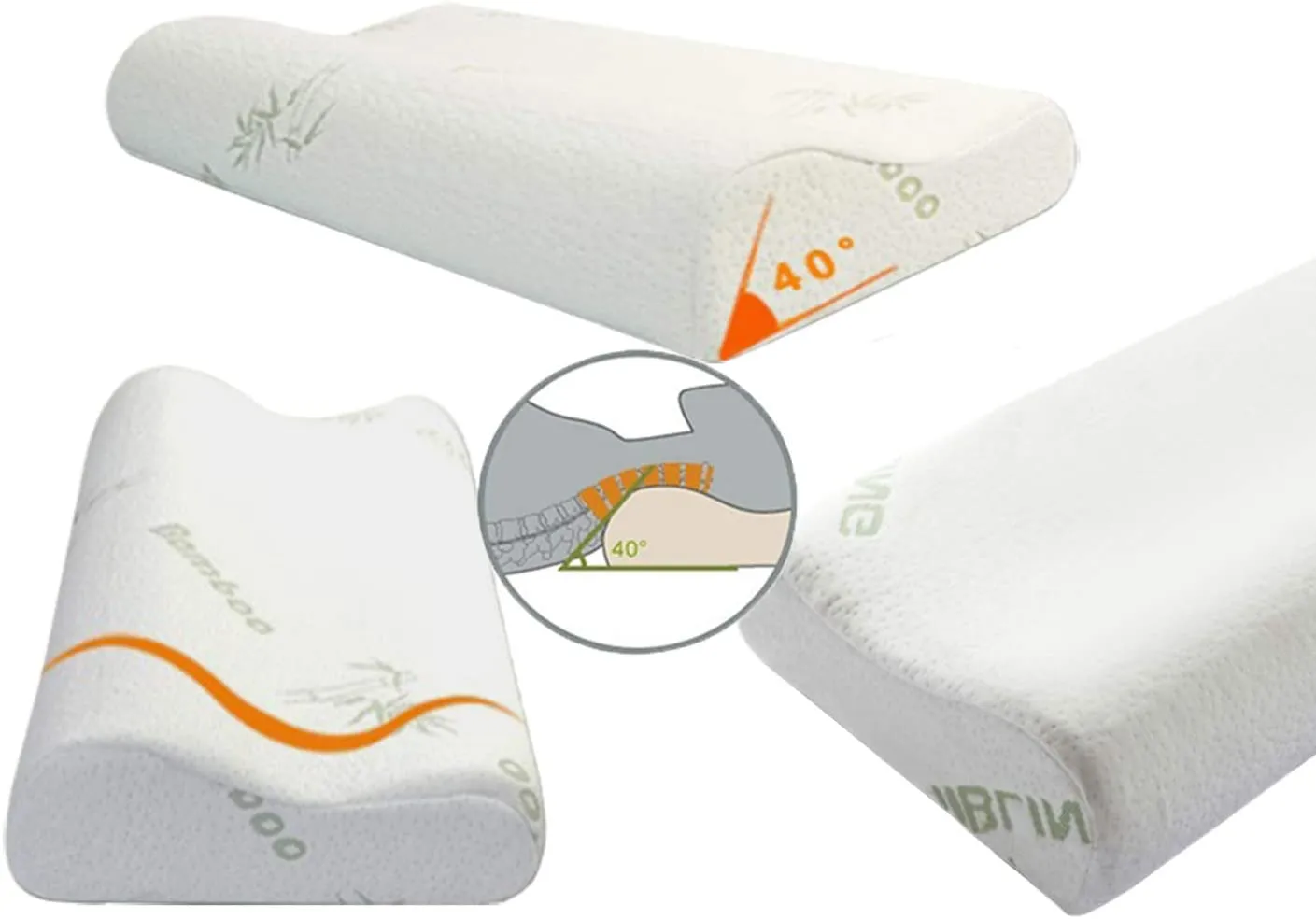 Ecosafeter Cuscino sagomato in memory foam - Cuscino cervicale ortopedico per il sonno profondo, cuscino ipoallergenico lavabile