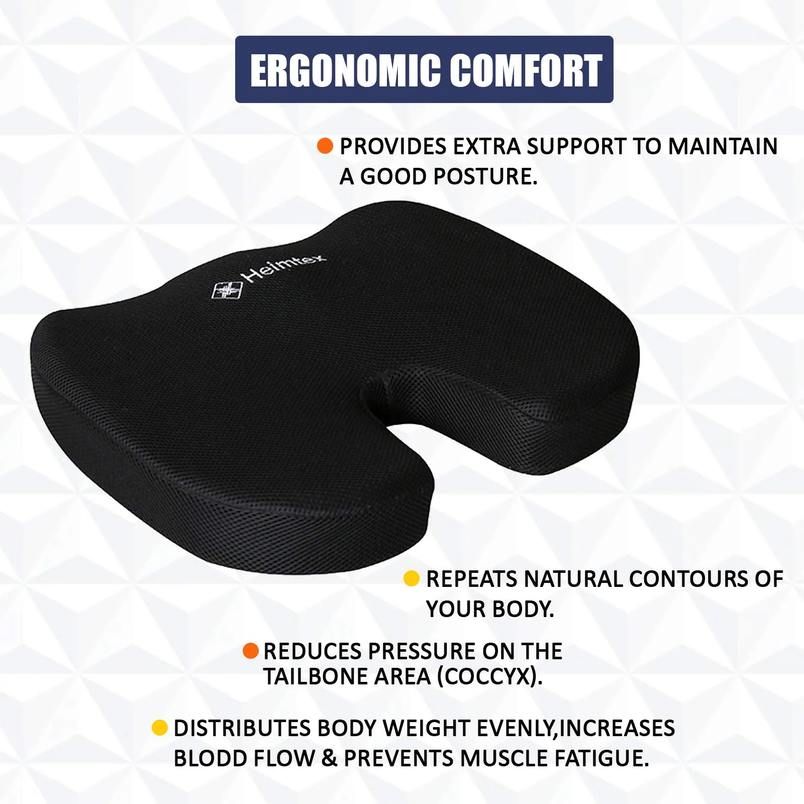 EDS - Cuscino ortopedico in memory foam, traspirante, per sedie da ufficio, sedia a rotelle, sedie da cucina, reclinabili, sedil