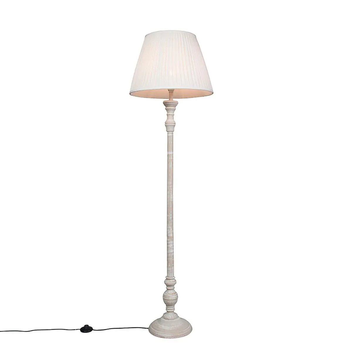 Elegante lampada da terra grigia con paralume plissettato bianco incluso Wifi A60 - Classico