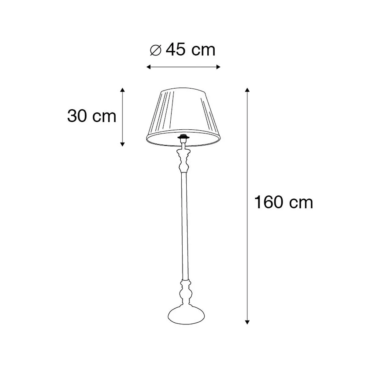 Elegante lampada da terra grigia con paralume plissettato bianco incluso Wifi A60 - Classico