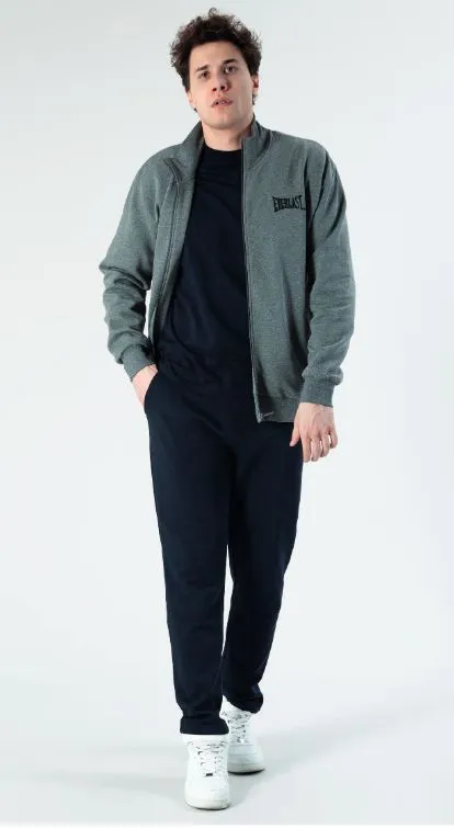 EVERLAST BASIC Mid Grey Melange/Navy tuta invernale felpata uomo zip intera