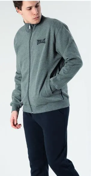 EVERLAST BASIC Mid Grey Melange/Navy tuta invernale felpata uomo zip intera