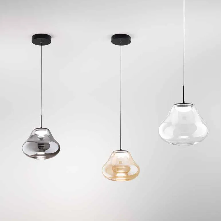 Fabas Luce  Lampada a sospensione dal design moderno a LED con singolo diffusore in vetro Deva - 14W - 2700K-3000K-4000K
