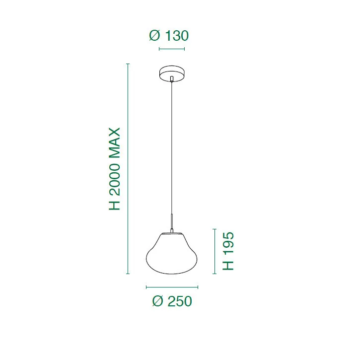 Fabas Luce  Lampada a sospensione dal design moderno a LED con singolo diffusore in vetro Deva - 14W - 2700K-3000K-4000K
