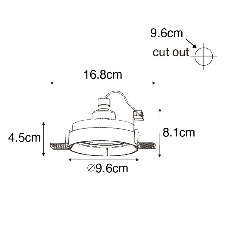 Faretto da incasso moderno nero GU10 tondo trimless - Oneon