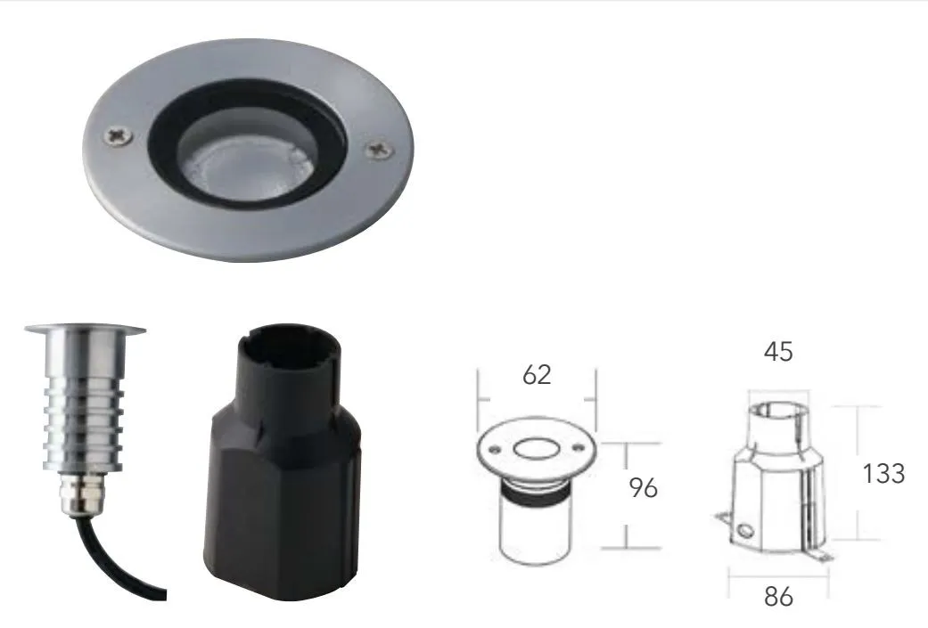 Faretto Incasso Immersione IP68 Led RGB 3W Dimmerabile Trevis R7 Ø6,2cm Intec Light