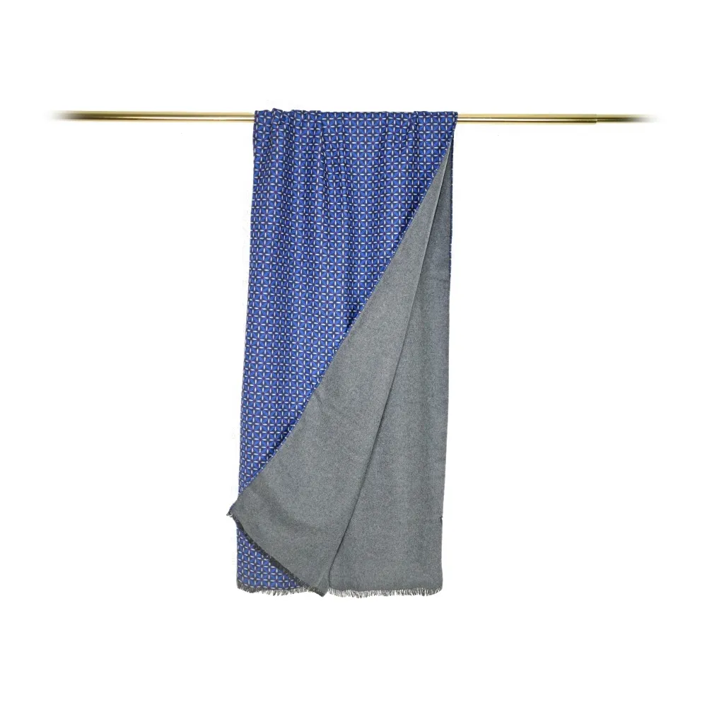 Fefè Napoli - Sciarpa Double Seventy Seta Fiori Blu - Sciarpe e Foulard - Handmade in Italy - Luxury Exclusive Collection