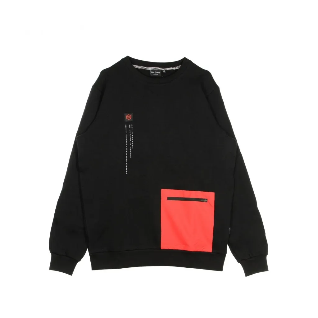 FELPA COLLO ALTO POCKET CREWNECK BLACK RED BLACK/RED