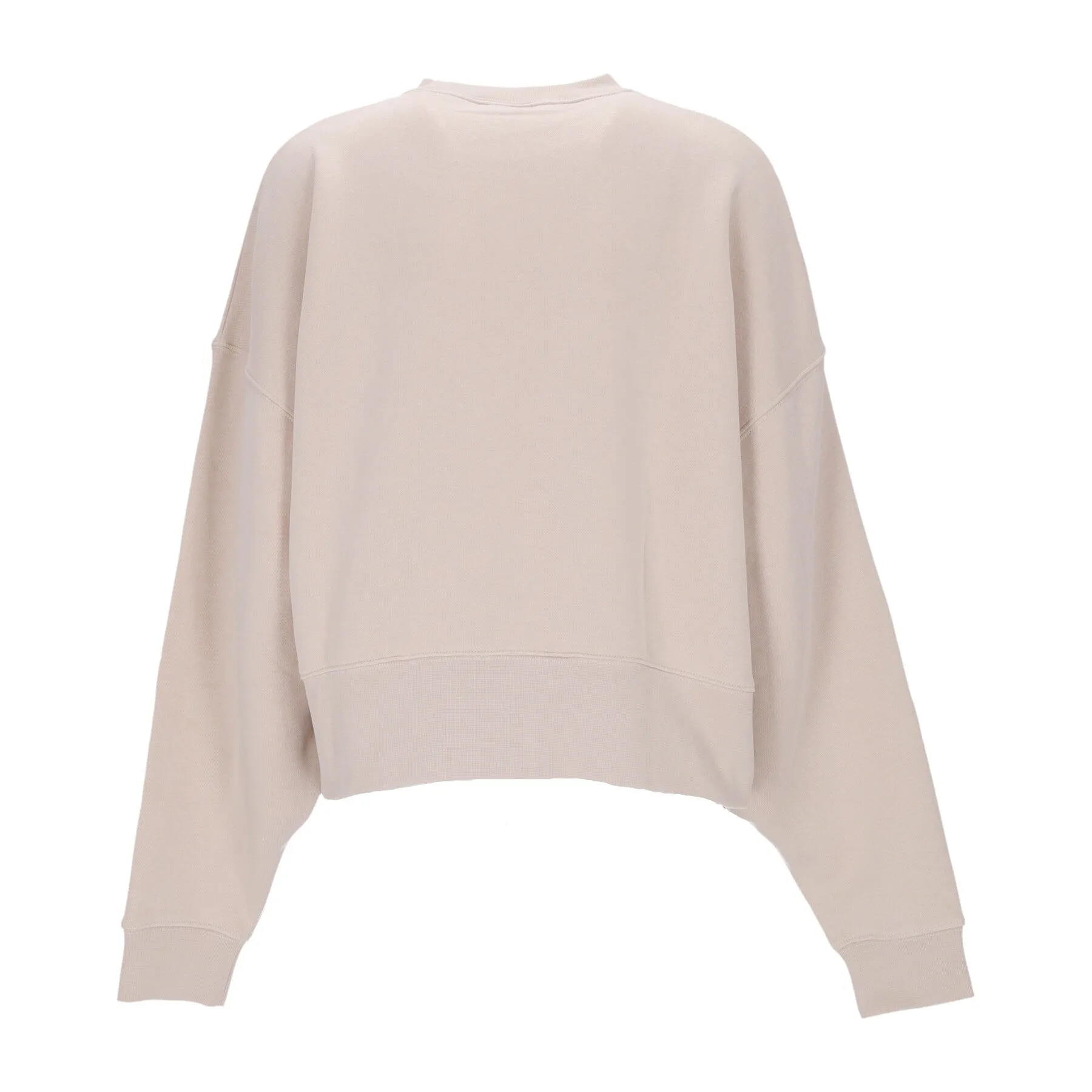 Felpa Girocollo Donna Essentials Collection Fleece Oversize Crewneck Sanddrift/white