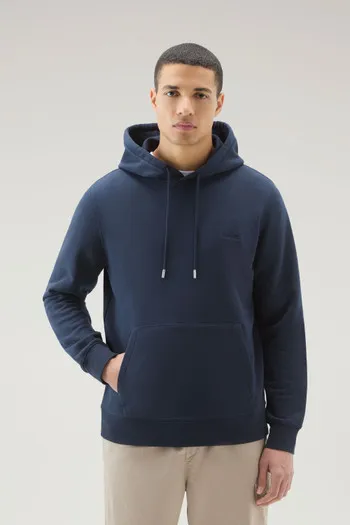 Felpa in misto cotone con cappuccio e logo ricamato                                                                             