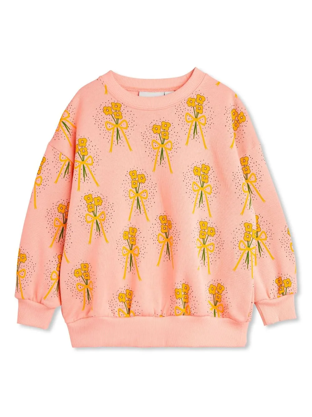 Felpa per bambina Mini Rodini Winter Flowers rosa con stampa all over