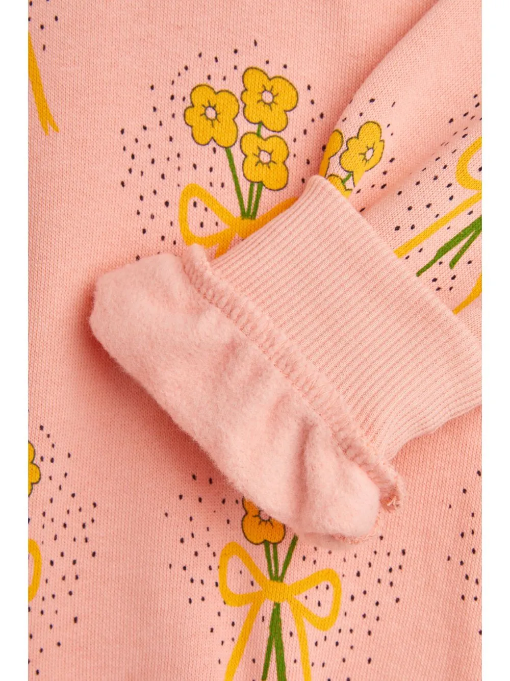 Felpa per bambina Mini Rodini Winter Flowers rosa con stampa all over