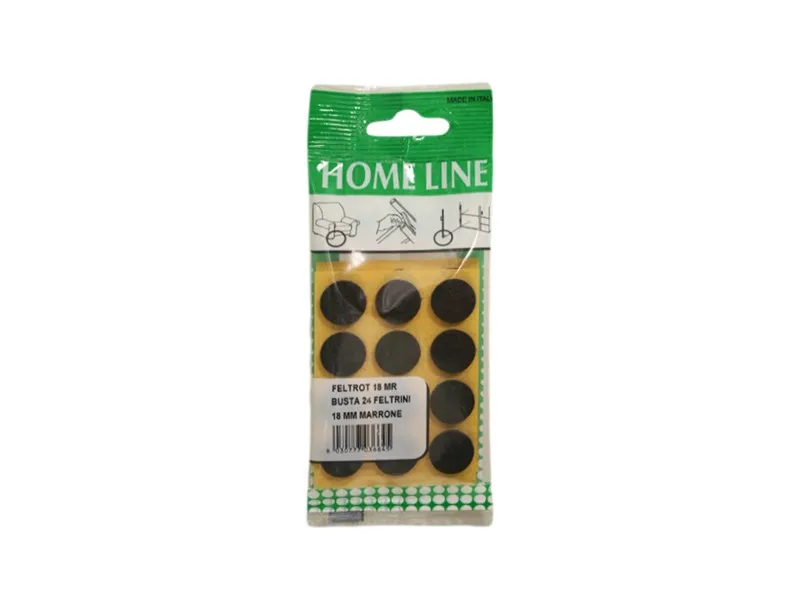Feltrini autoadesivi Ø 18 mm marroni busta da 24 pezzi