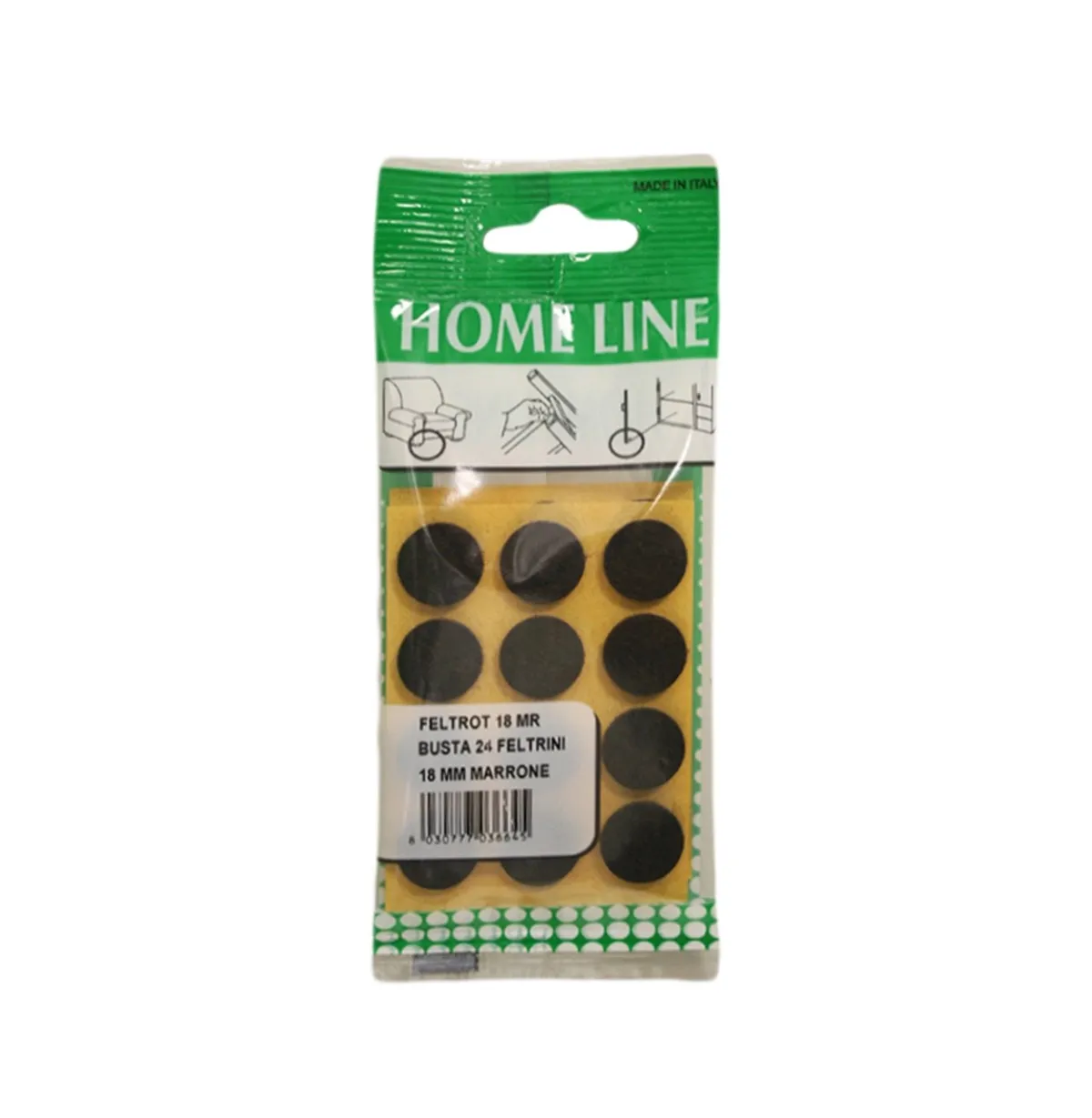 Feltrini autoadesivi Ø 18 mm marroni busta da 24 pezzi