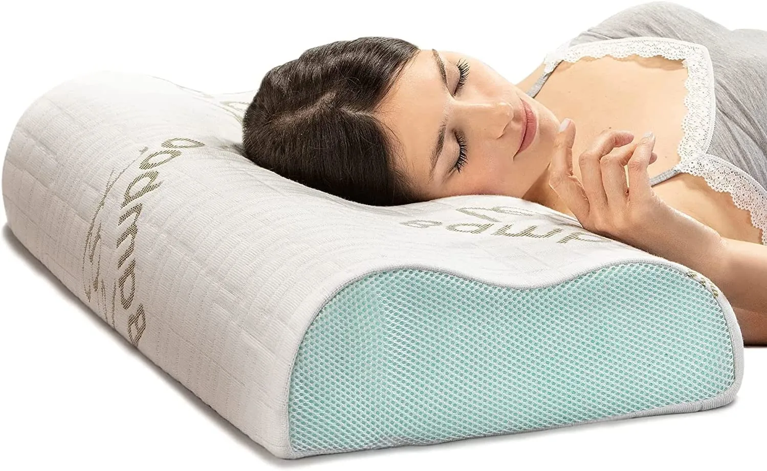 Flowen Cuscino Cervicale Memory Foam per Dormire Ortopedico Alto Aloe Vera Dispositivo Medico per Supporto al Collo Ergonomico G