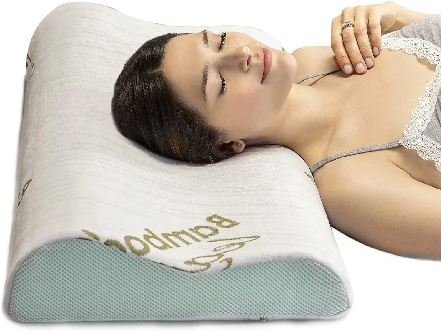 Flowen Cuscino Cervicale Memory Foam per Dormire Ortopedico Alto Aloe Vera Dispositivo Medico per Supporto al Collo Ergonomico G