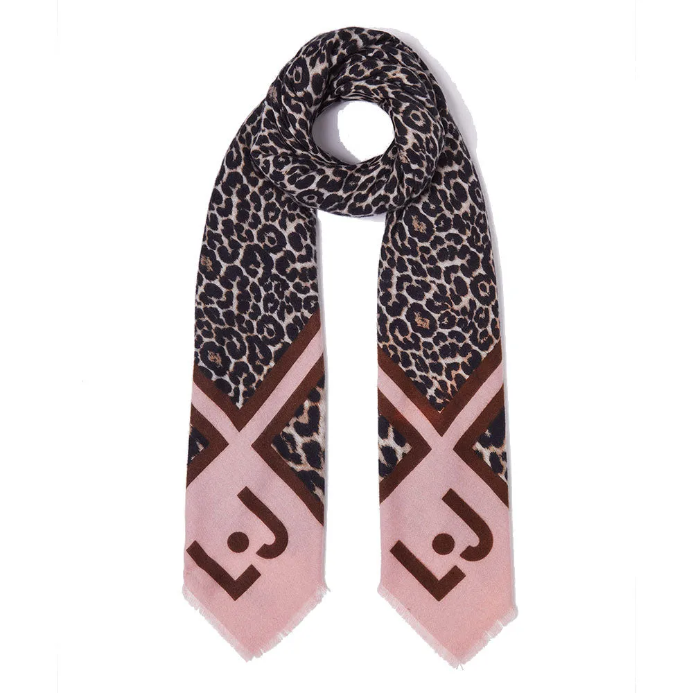 Foulard Donna 120 x 120 cm LIU JO in Tessuto stampa Animalier con Logo colore Naturale