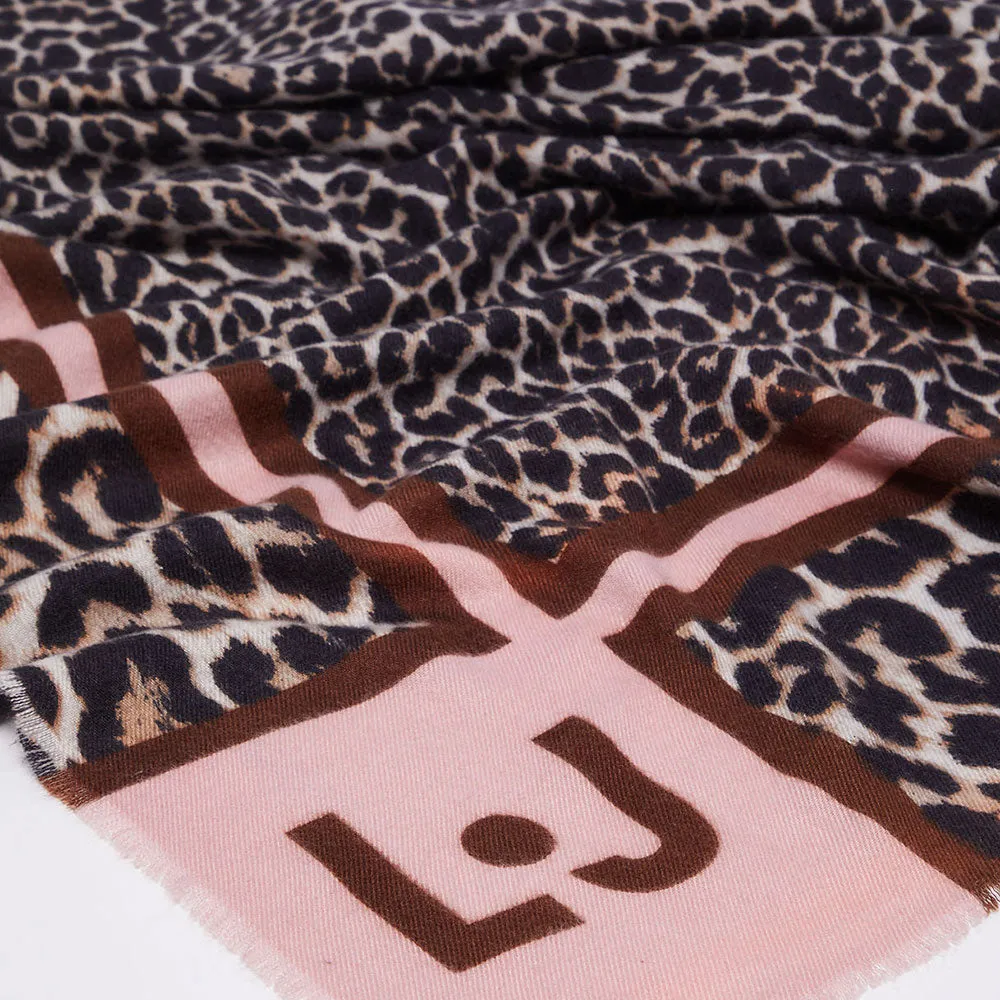 Foulard Donna 120 x 120 cm LIU JO in Tessuto stampa Animalier con Logo colore Naturale