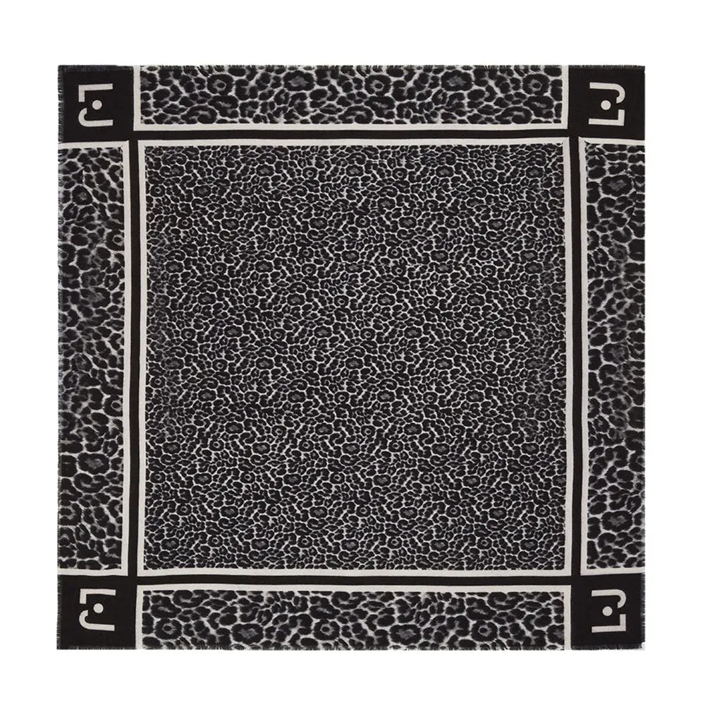 Foulard Donna 120 x 120 cm LIU JO in Tessuto stampa Animalier con Logo Nero