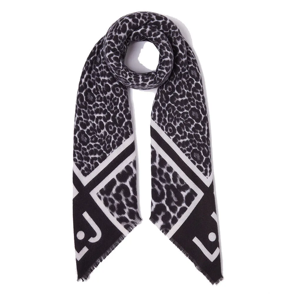Foulard Donna 120 x 120 cm LIU JO in Tessuto stampa Animalier con Logo Nero