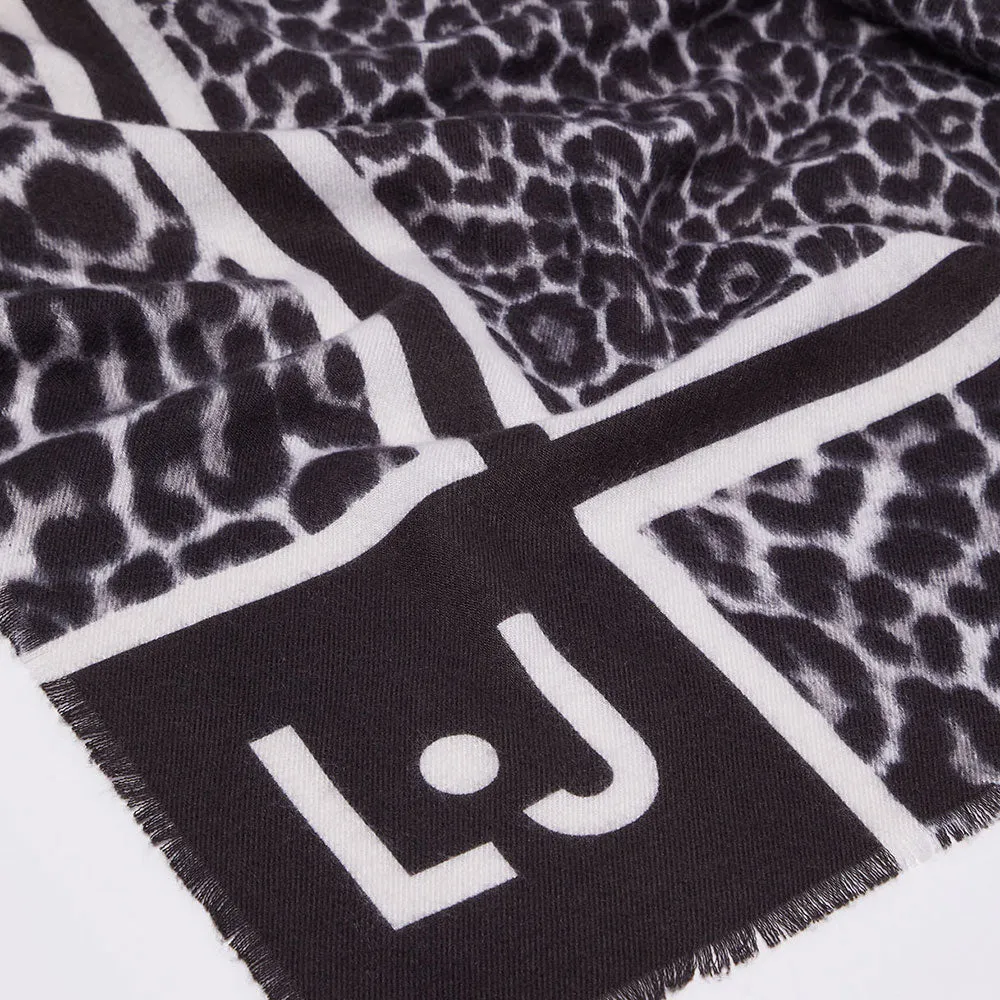 Foulard Donna 120 x 120 cm LIU JO in Tessuto stampa Animalier con Logo Nero