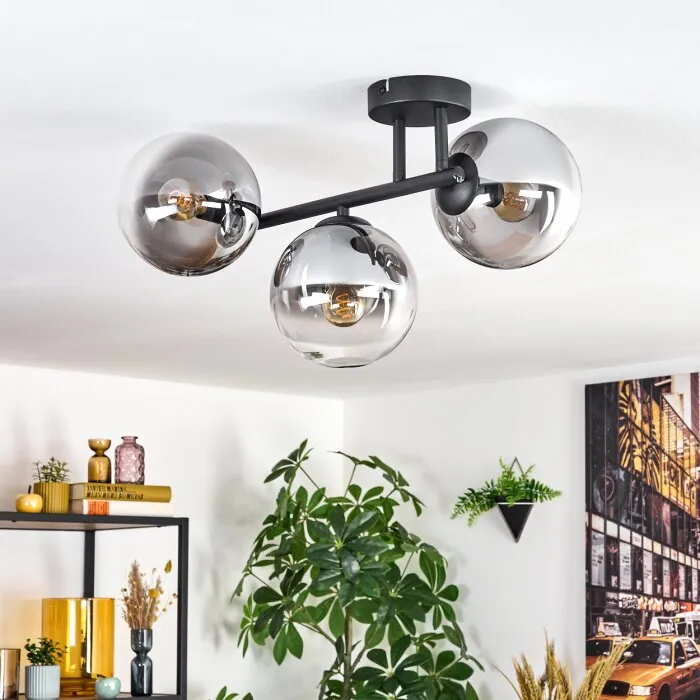 Gastor Plafoniera, Lampada a sfera Chiaro, Grigio fumo, 3-Luci