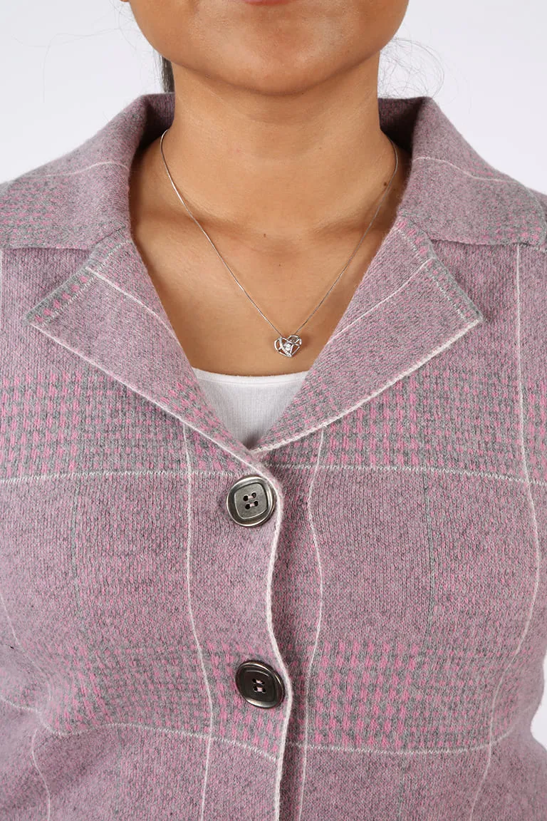 Giacca da donna in lana con motivo scozzese e tasche – Reverse Teresa