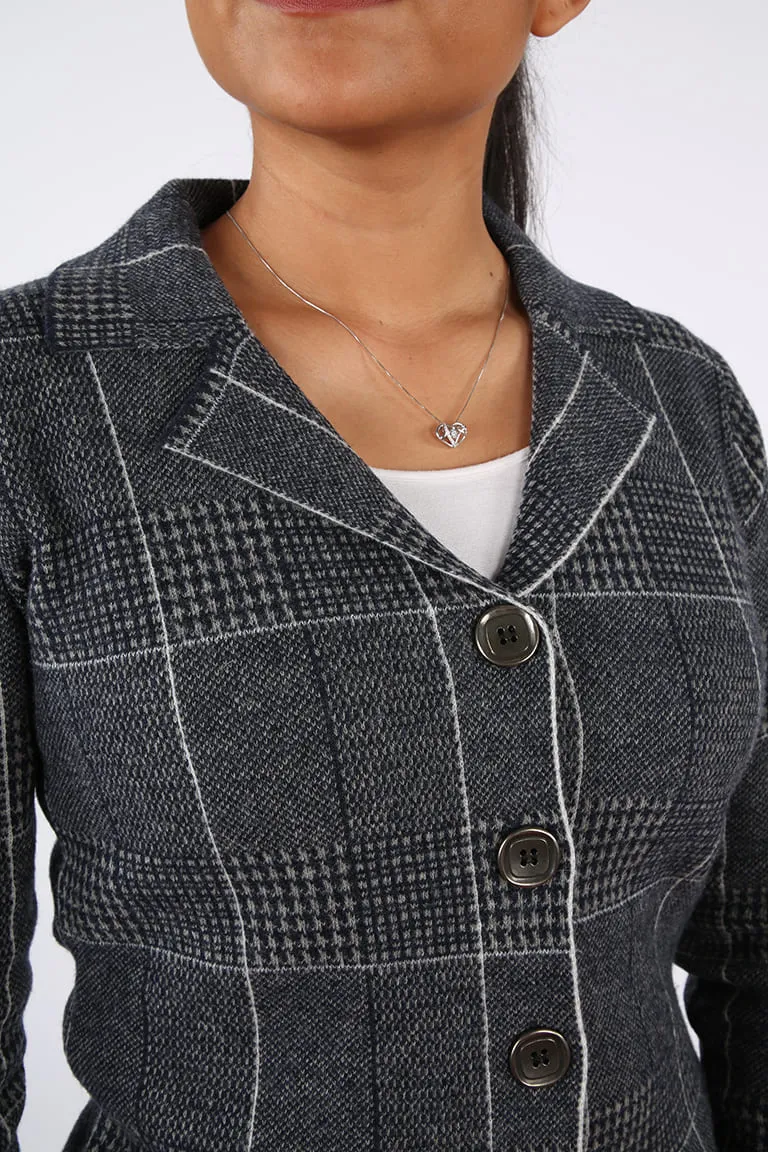 Giacca da donna in lana con motivo scozzese e tasche – Reverse Teresa