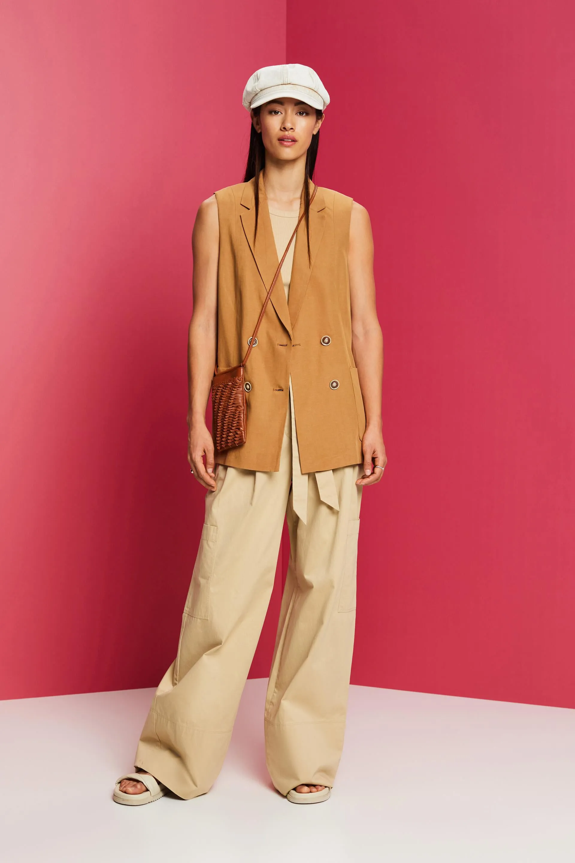 Gilet lungo a doppiopetto, TENCEL™