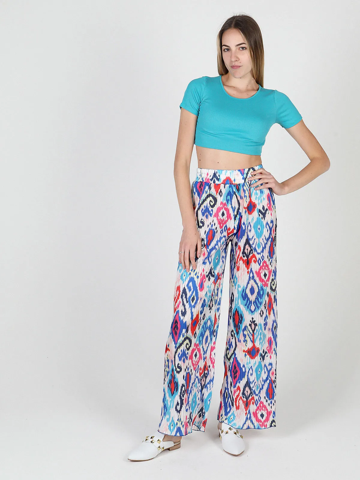 Gladys Pantalon palazzo léger coloré pour femme